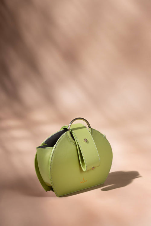 Bolsa circular de piel metálica Coa